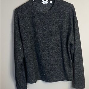 Reitmans Grey Beaded Long Sleeve Cozy Sweater